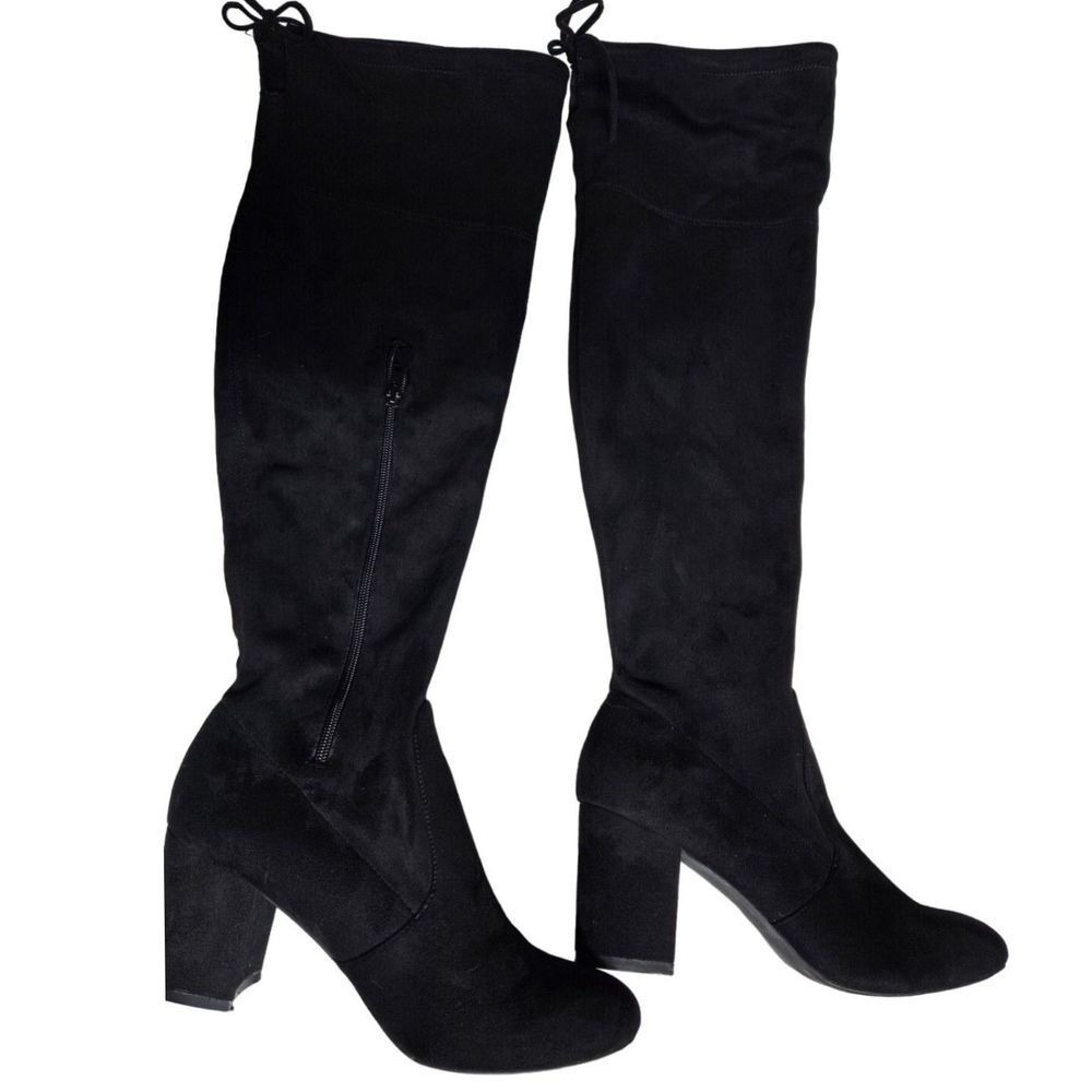 NY&C Over The Knee Boots Block Heel Black Thigh High Boots Size 9
